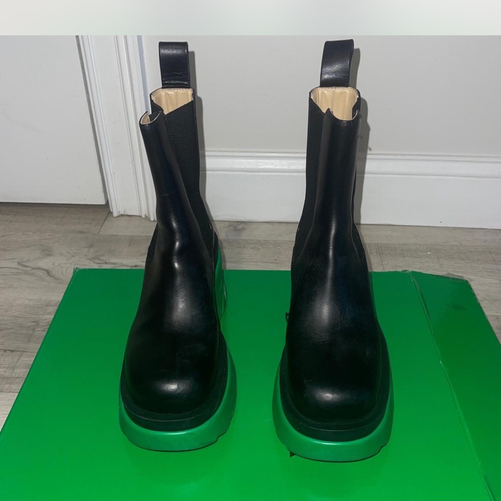 Black Boots with Green Soles